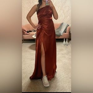 David’s Bridal Cinnamon  Charmeuse Bridesmaid Dress